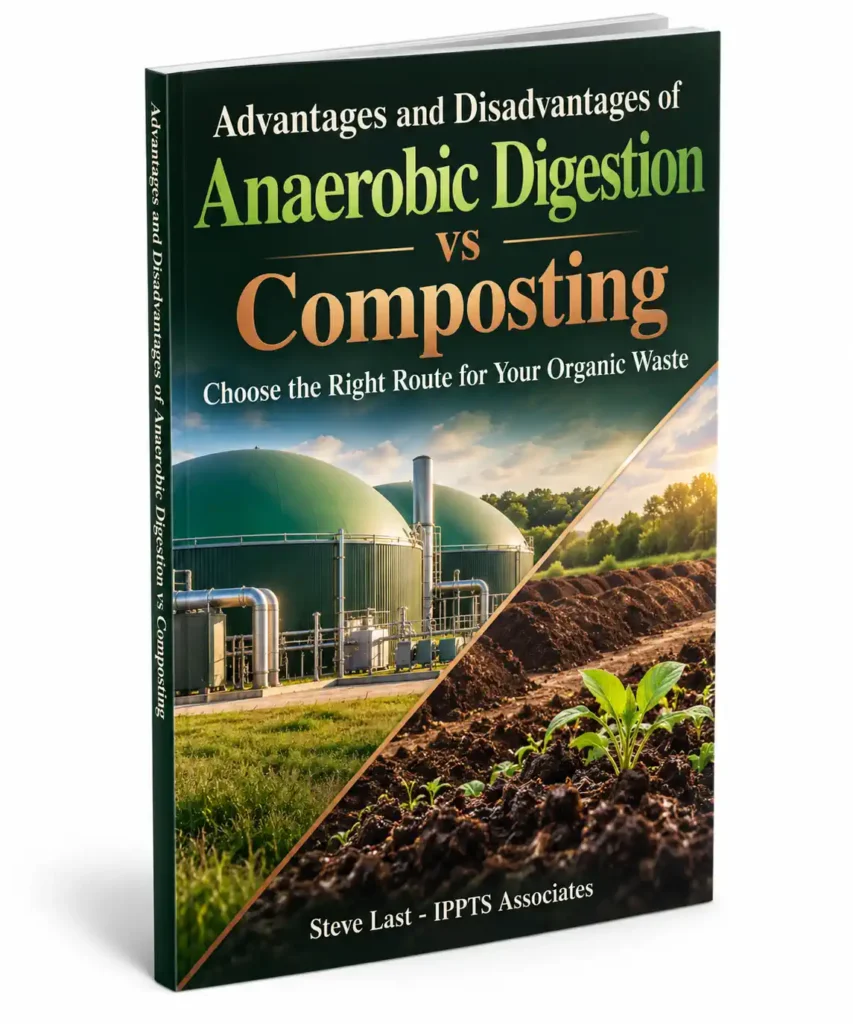 Anaerobic digestion vs composting ebook 3 D cover.