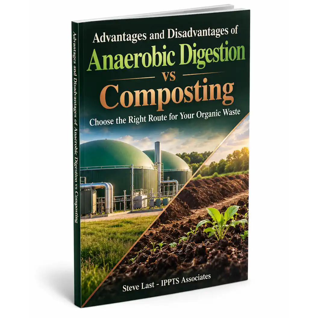 Anaerobic digestion vs composting ebook 3 D cover.