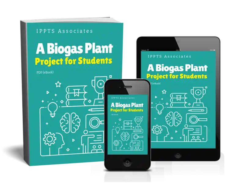 Multiple device 3D cover image for the pdf "Biogas plant project for students".