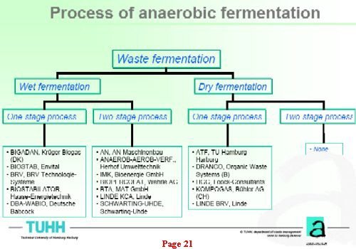 Image shows the options for anaerobic digestion of municipal solid waste. (TUHH Anaerobic MSW Process)