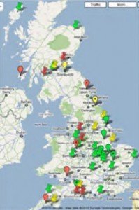 Image shows a UK Map of AD Plants in January 2011