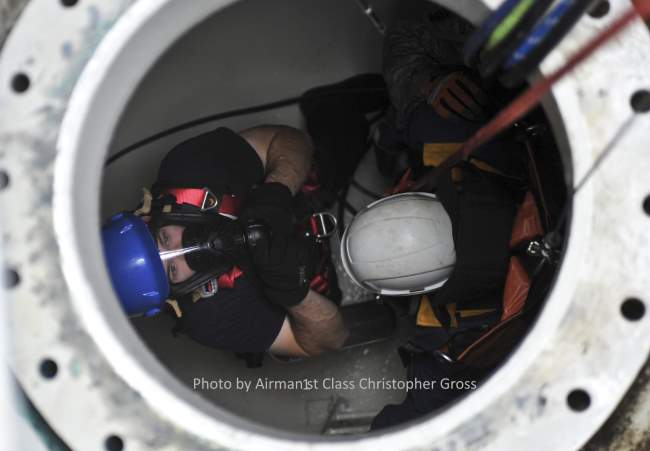 Digester cleaning contractor makes a confined space entry