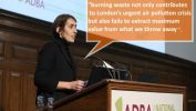 Disadvantages of Incineration vs Anaerobic Digestion Image shows Charlotte Morton talking about incineration disadvantages.