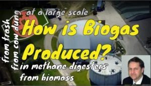 How is biogas produced introductory image to show the question and the related answers.
