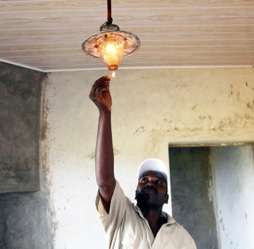 Image shows biogas being used for lighting.