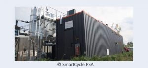 Image shows the SmartCycle PSA biogas purifying plant module.