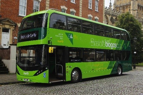 Image shows one of the best uses of biogas - in transport to fuel a bus.