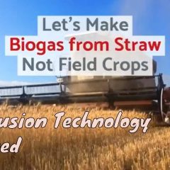 Biogas from crop residues, not the grain/ food crop.