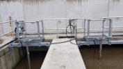 Wastewater Treatment Sludge Mixing Improvements Raise Plant Efficiency Landia mixer guide rails at Milton WwTW.