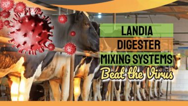 Landia Biogas Mixing system Image with the text: "How Landia GasMix orders beat the virus."