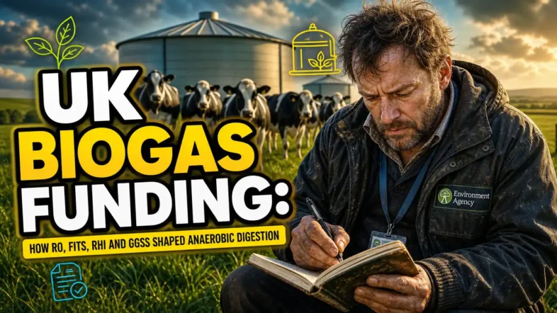 Featured image for the article: UK Biogas Funding How RO FITs RHI and GGSS Shaped Anaerobic Digestion. Has this text.