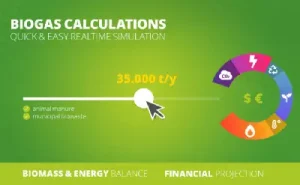 Renergon Biogas Revenue and Cost Calculator graphic illustration.