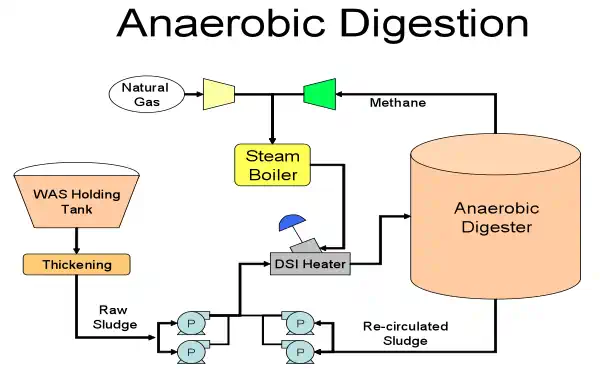 Anaerobic Digestion – Sludge Heating (Mesophilic) as used in the anaerobic sludge digestion process
