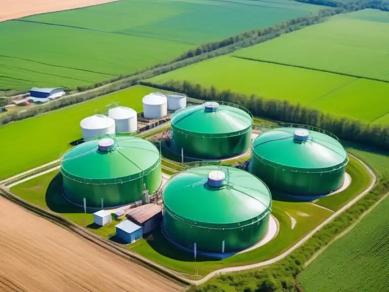 An aerial view of a food waste to energy co-digestion anaerobic digestion plant.