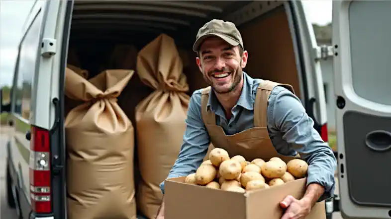 A delivery of a bulk purchase of potatoes