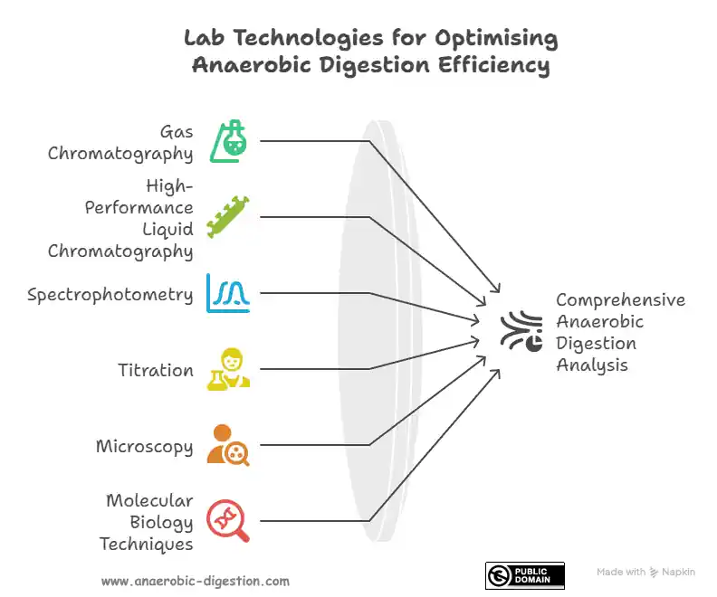 Lab Technology in Anaerobic Digestion -list of technologies used infographic