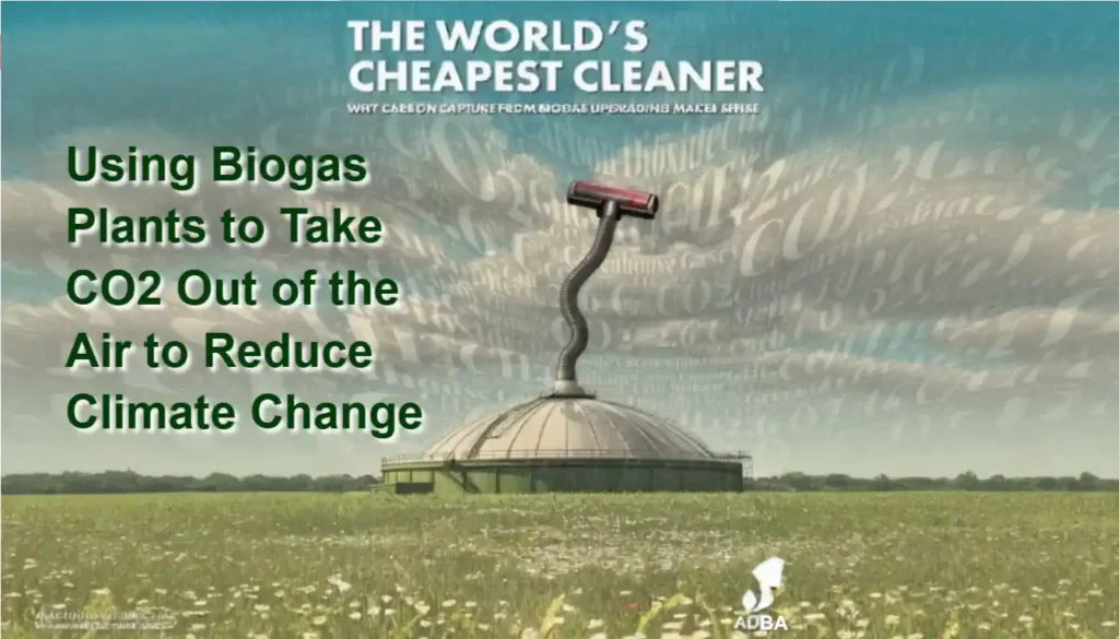 Image text Using Biogas Plants to Take CO2 Out of the Air to Reduce Climate Change.