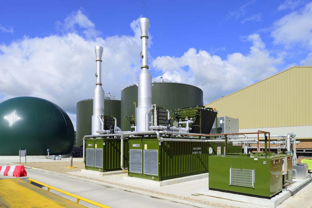 A biogas plant with CHP cogeneration.