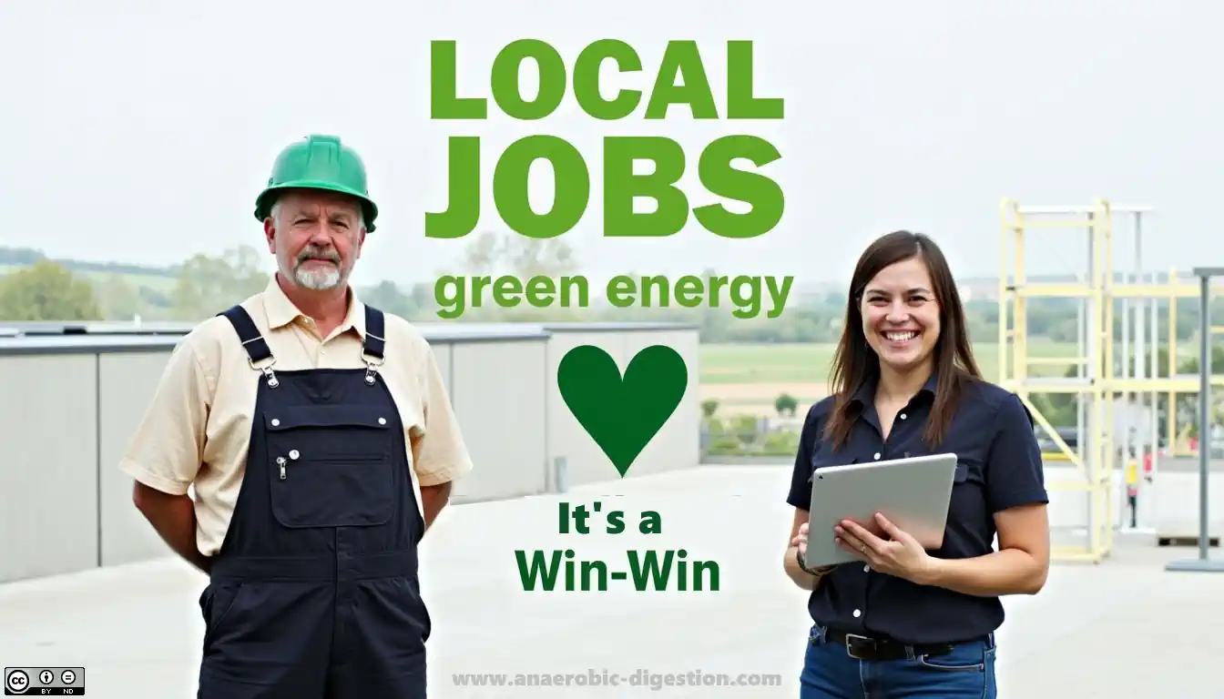 Local jobs from green energy from unsubsidised free biogas plants.