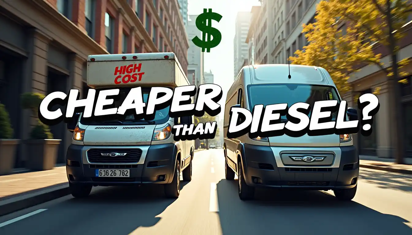 Cheaper than Diesel graphic illustrating the path to long-distance transport sustainability.