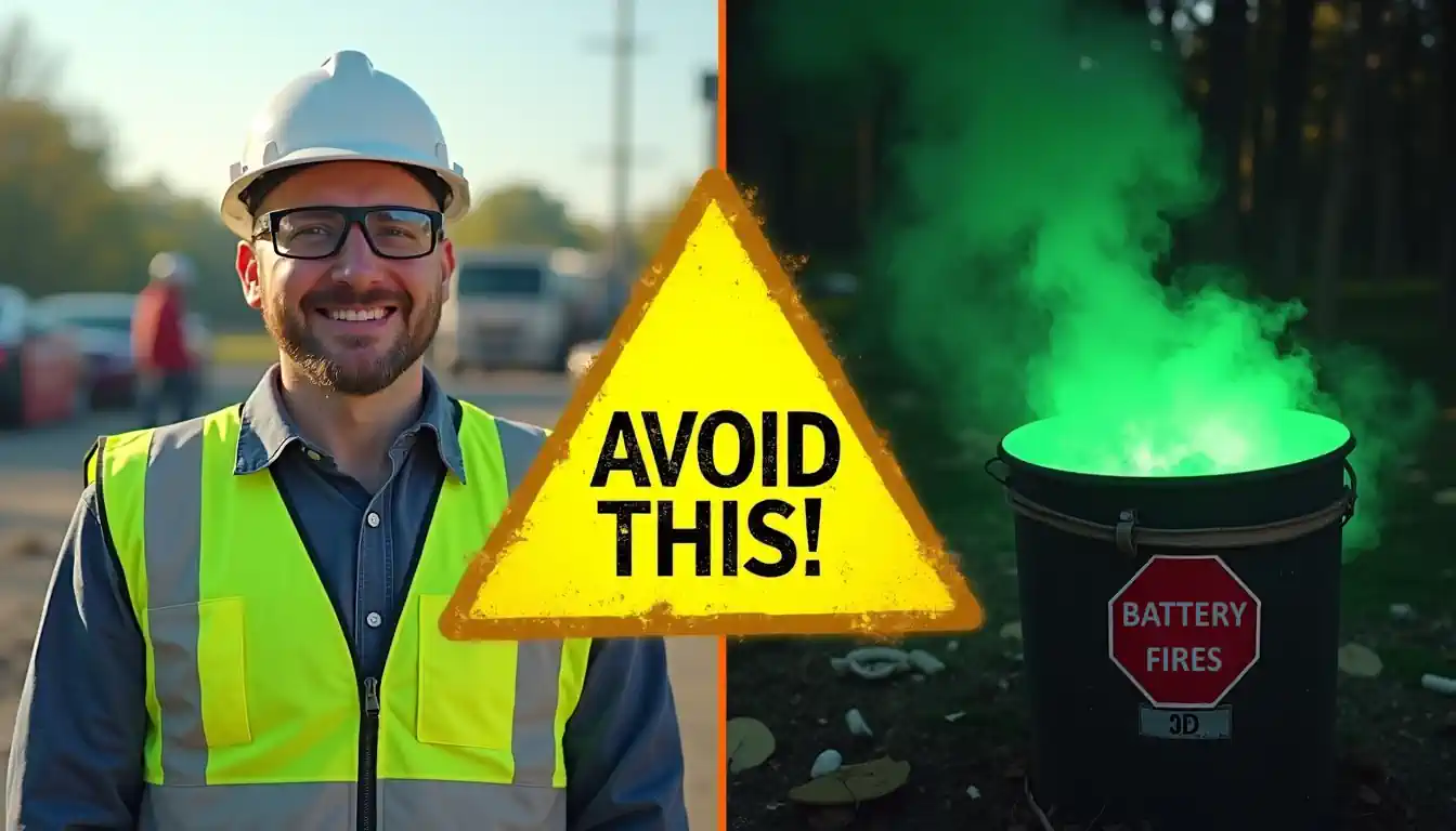 Image with the text: Avoid this - Battery Fires.