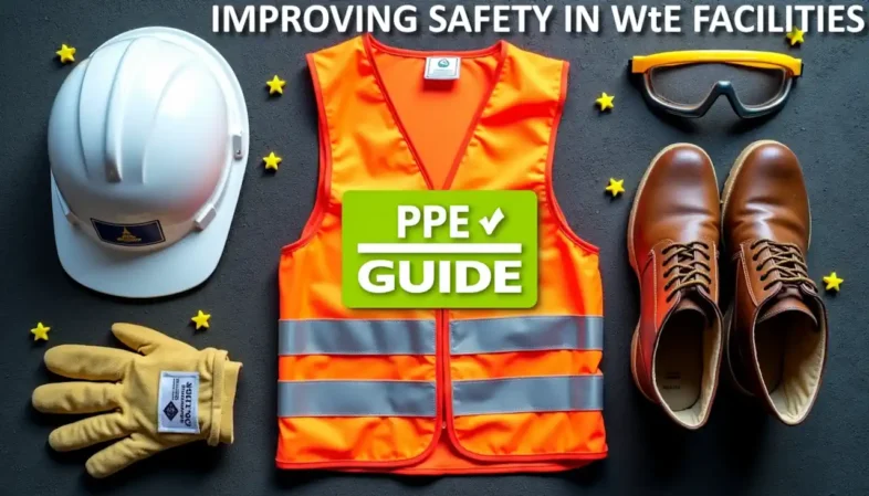 Featured image with the text - Improving SAFETY IN WTE FACILITIES - Featured Image showing PPE Use..