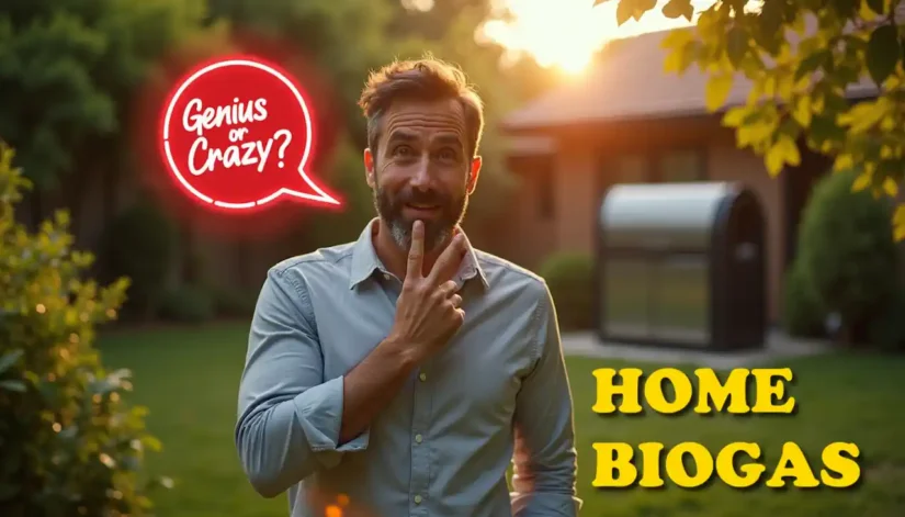 Image with text A Home Biogas Digester - Genius or Crazy.