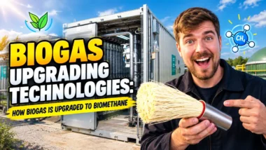Image with the text: Biogas Upgrading Technologies How Biogas Is Upgraded to Biomethane, used as article featured image.