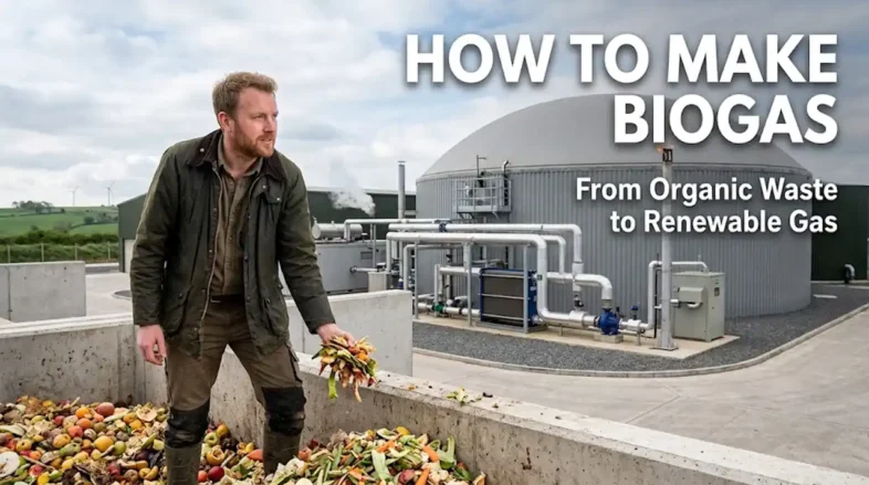Featured image with the text How to Make Biogas.